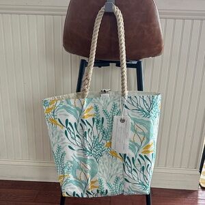 Seabags Maine Aquamarine Recycled Sailcloth Medium Tote Bag NWT